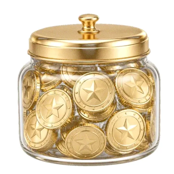 Coin-filled jar — Bof